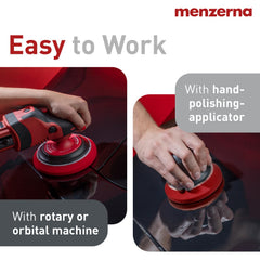 menzerna Velcro backing attachment displaying secure fit and fast pad changes benefit