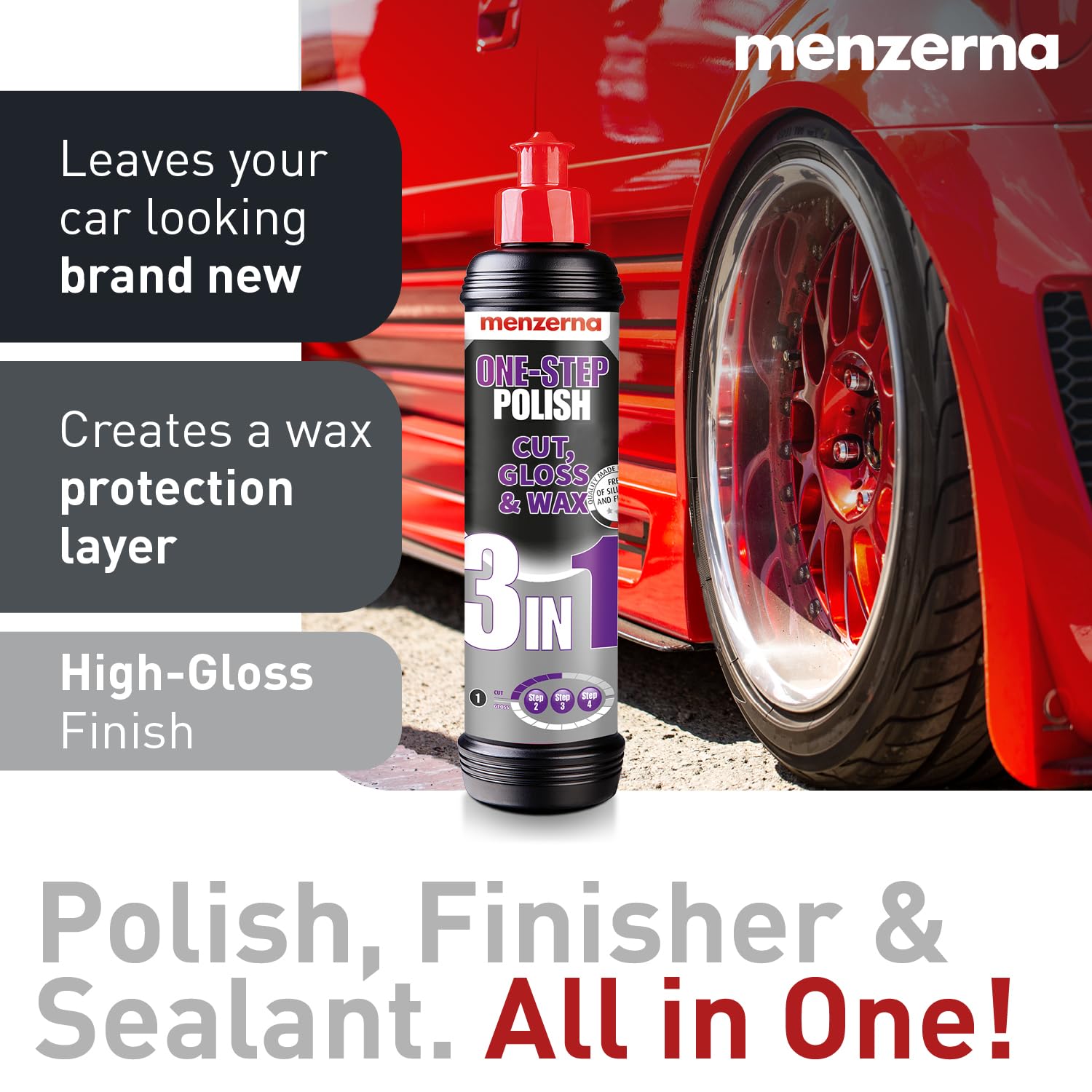 menzerna polish applied with yellow medium-cut pad demonstrating effective defect removal