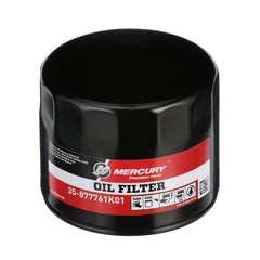 MERCURY oil filter front view showing part number and fit benefits