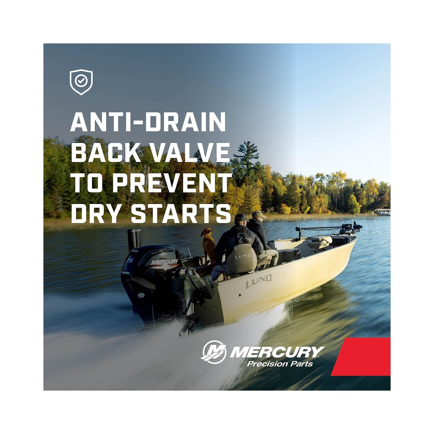 MERCURY oil filter installed on outboard illustrating quick replacement benefit