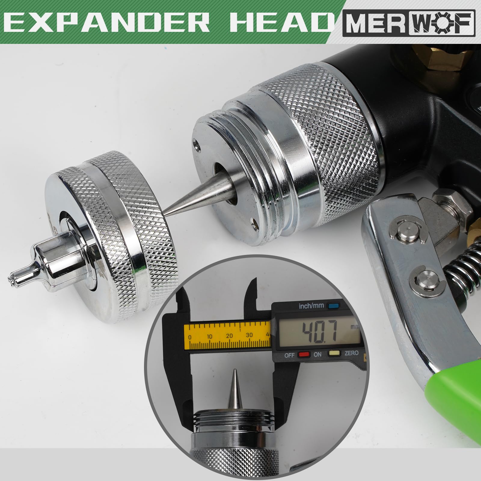 MERWOF expander head mounted on tool in use demonstrating controlled tube expansion benefit