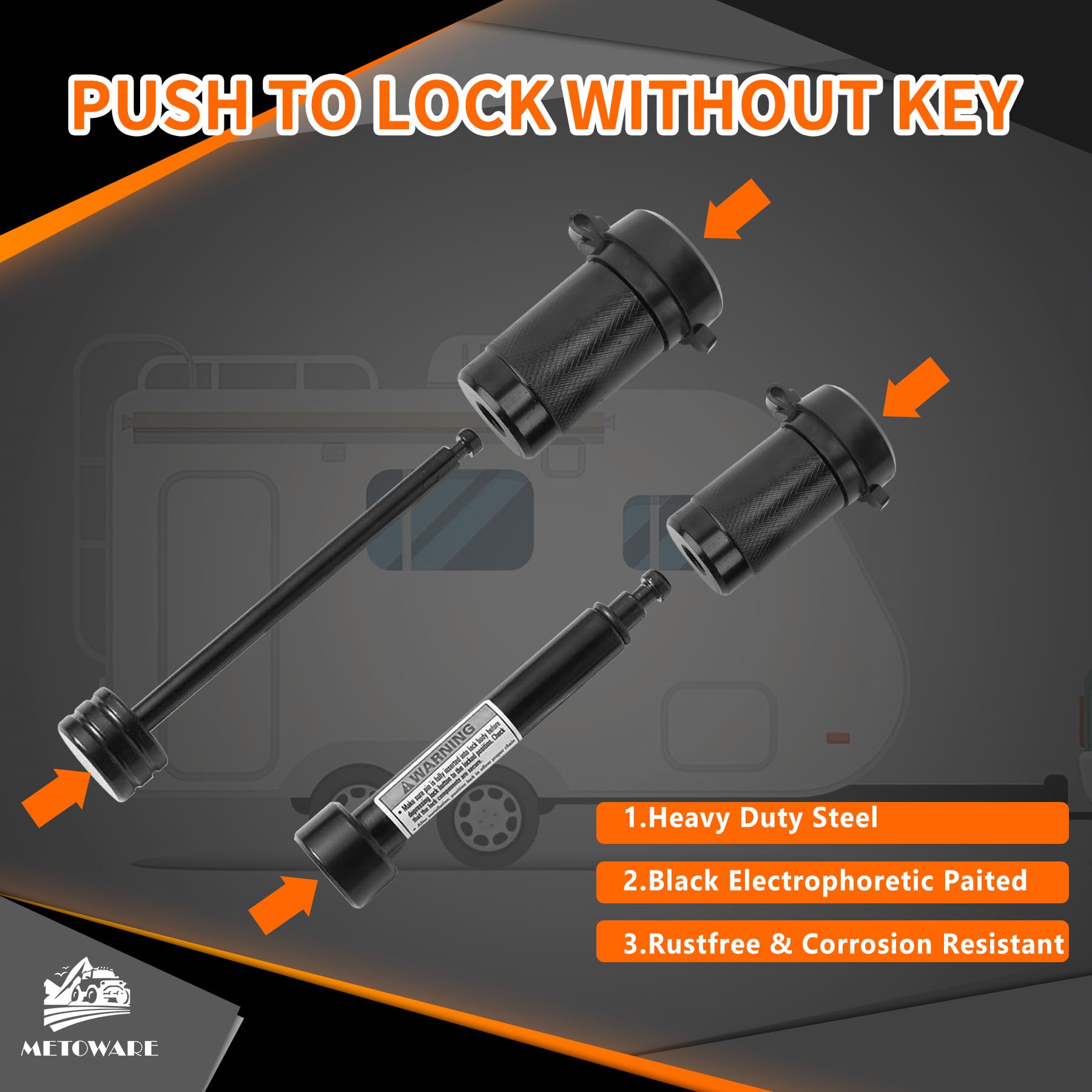 METOWARE coupler lock detail displaying 1/4 inch shank and secure span to protect trailer couplers