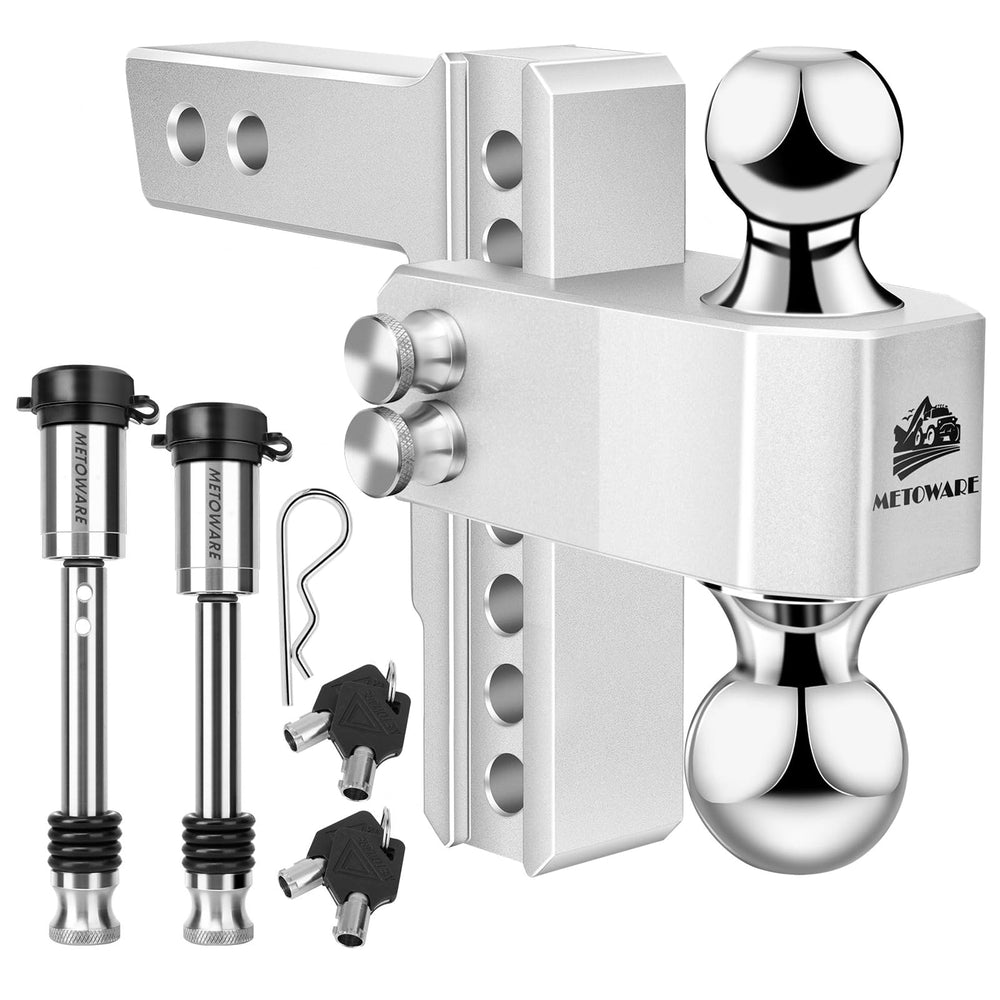 METOWARE front view assembled adjustable hitch showing receiver fit and durability