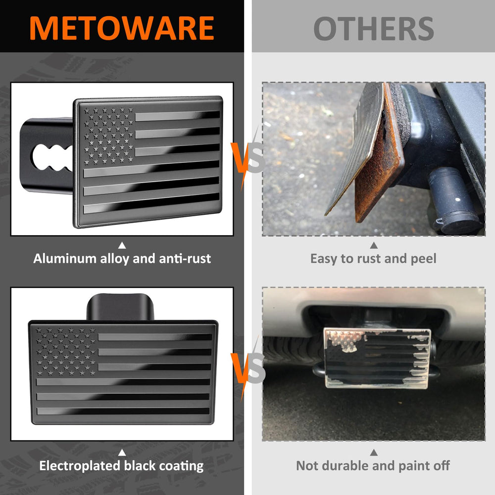 METOWARE keyed hitch lock detail showing security and theft deterrence