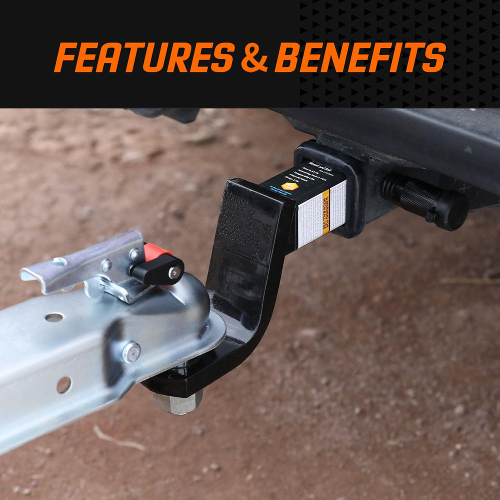 METOWARE close-up of the 5/8 inch hitch lock pin highlighting heavy-duty strength
