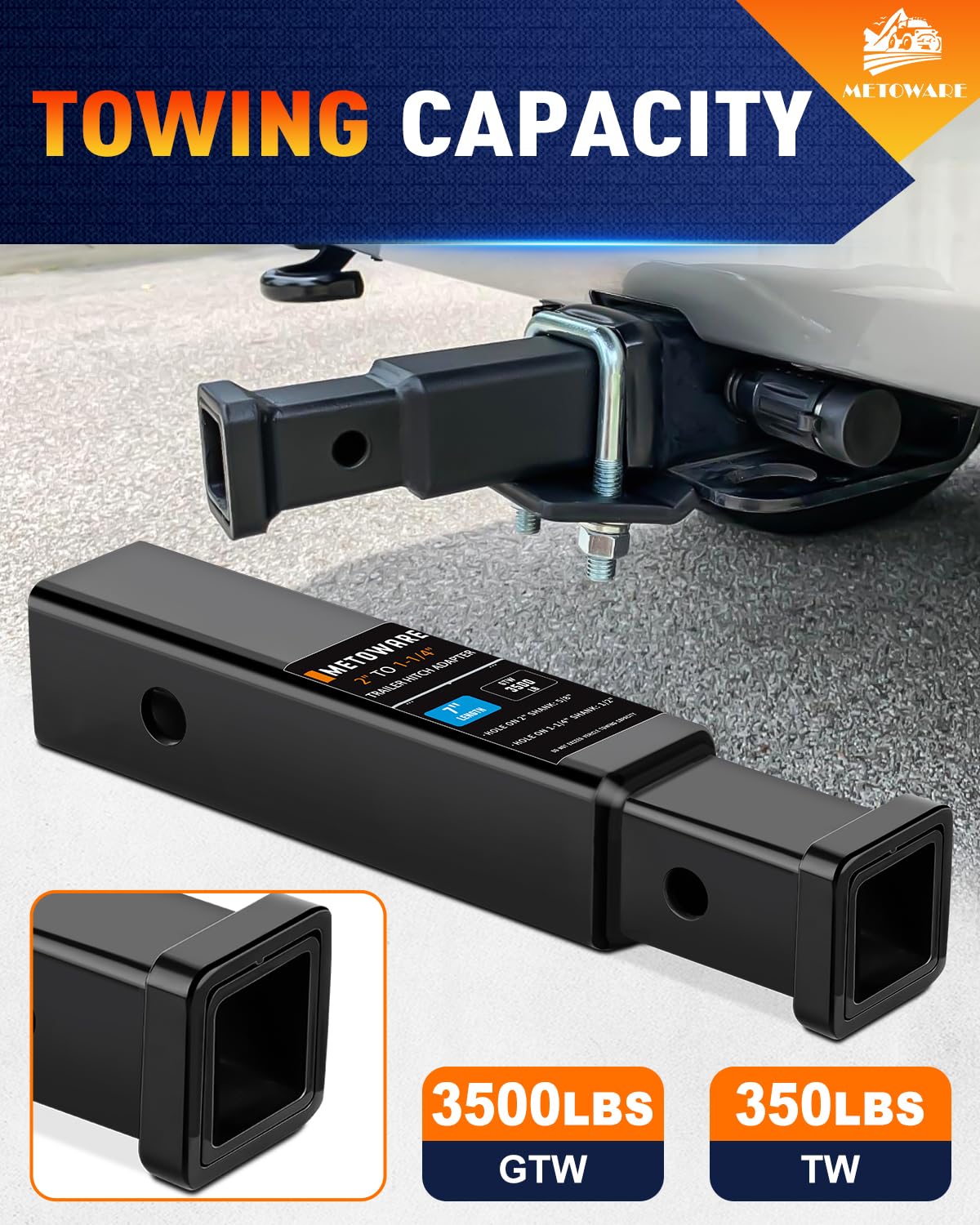METOWARE towing small trailer in lifestyle scene showing reliable load support