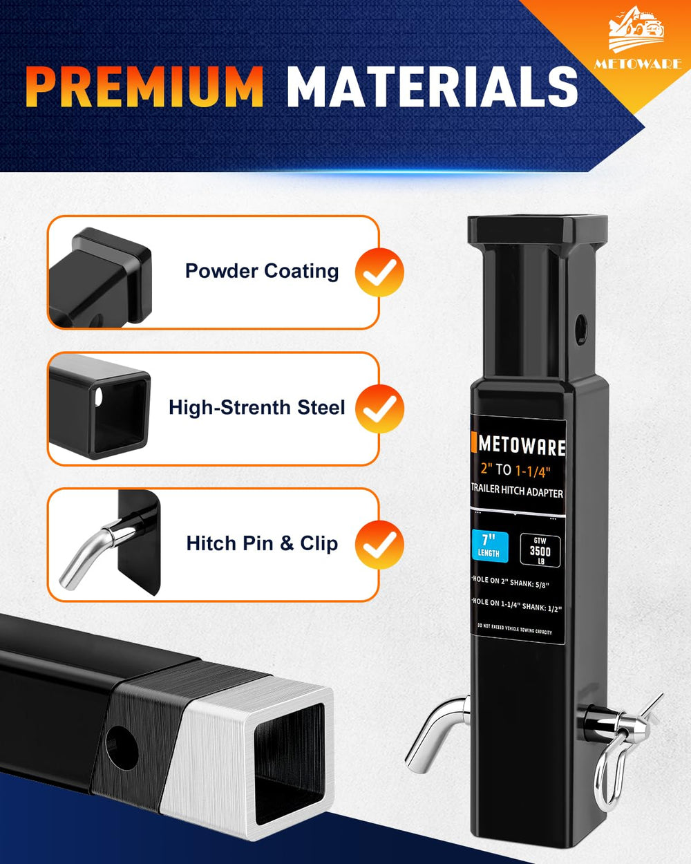 METOWARE pin and clip detail showing included hardware for secure locking