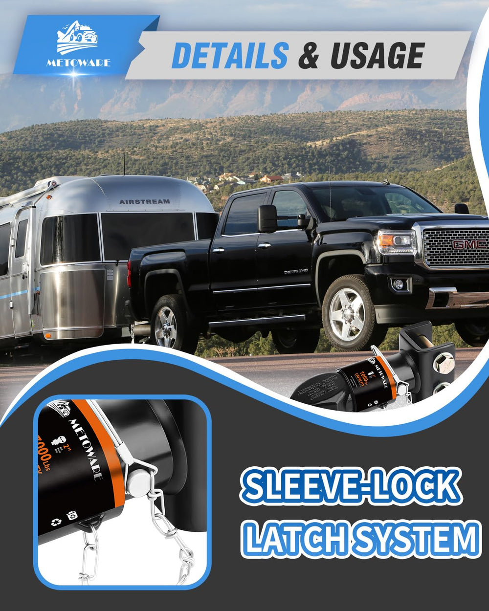 METOWARE powder-coat finish detail protecting from rust and road wear benefit