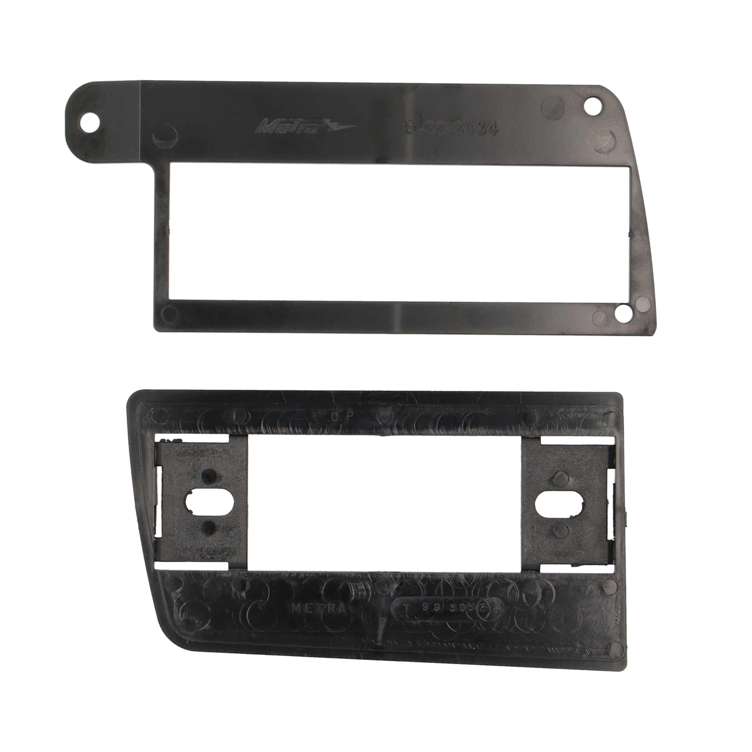 Metra front panel installed in GM truck dash showing clean fit and modern receiver compatibility