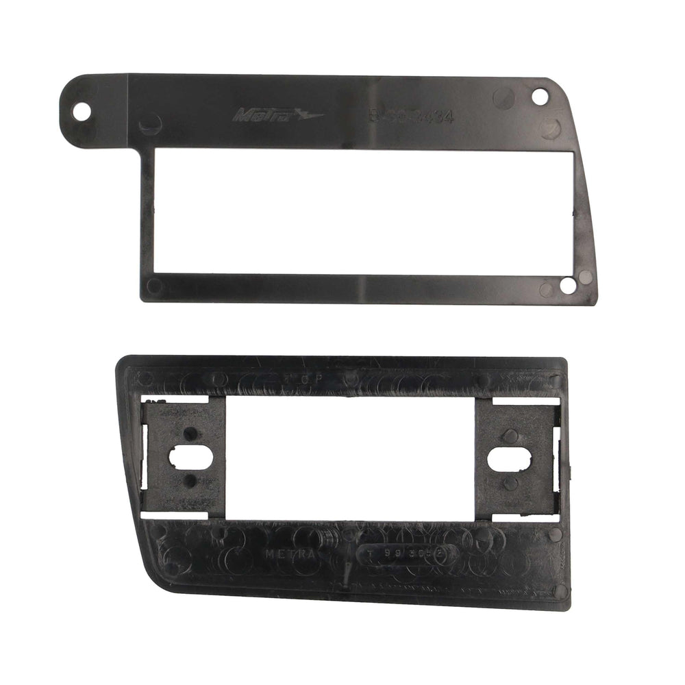 Metra front panel installed in GM truck dash showing clean fit and modern receiver compatibility