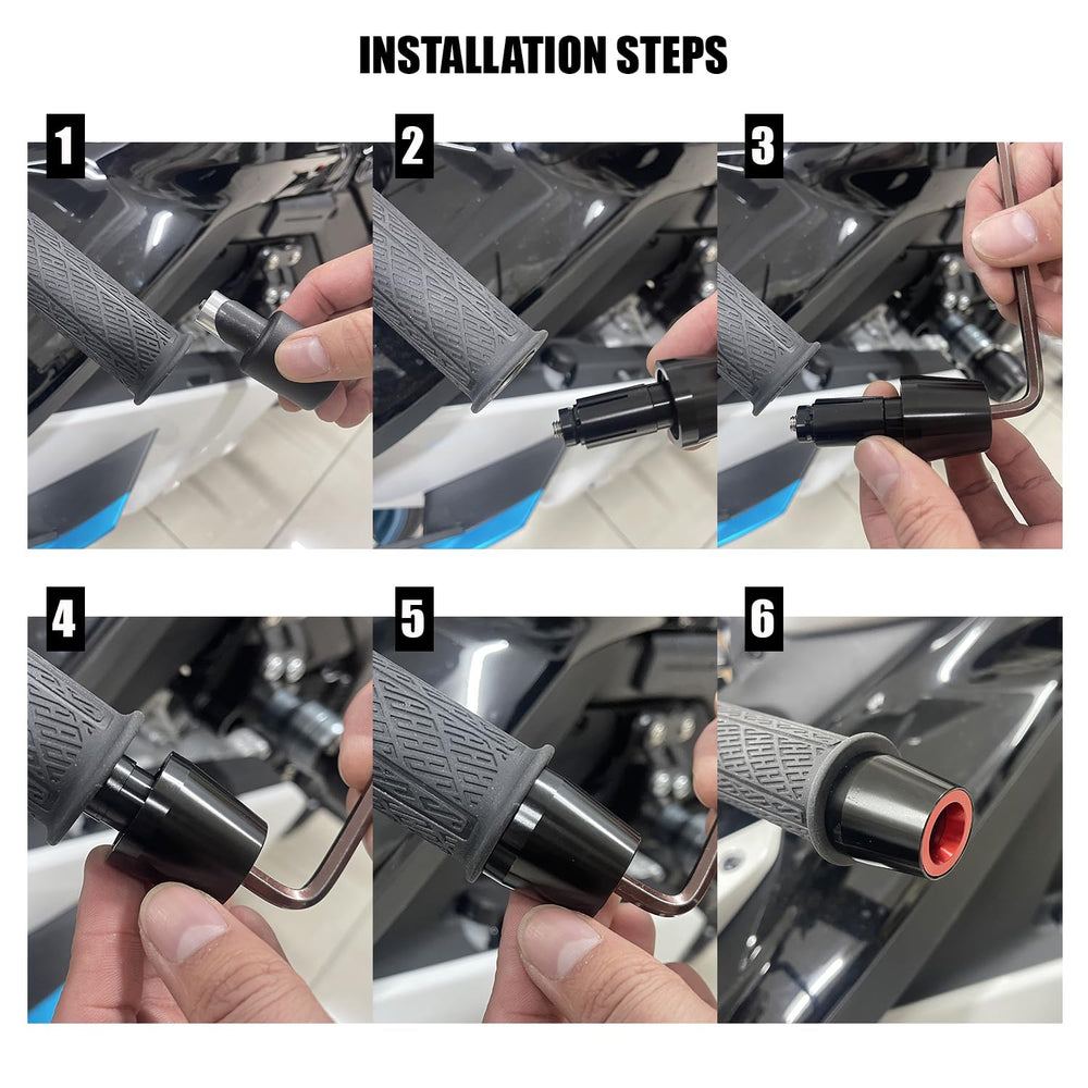 MFGZD bar end on motorcycle in motion showing protection during use