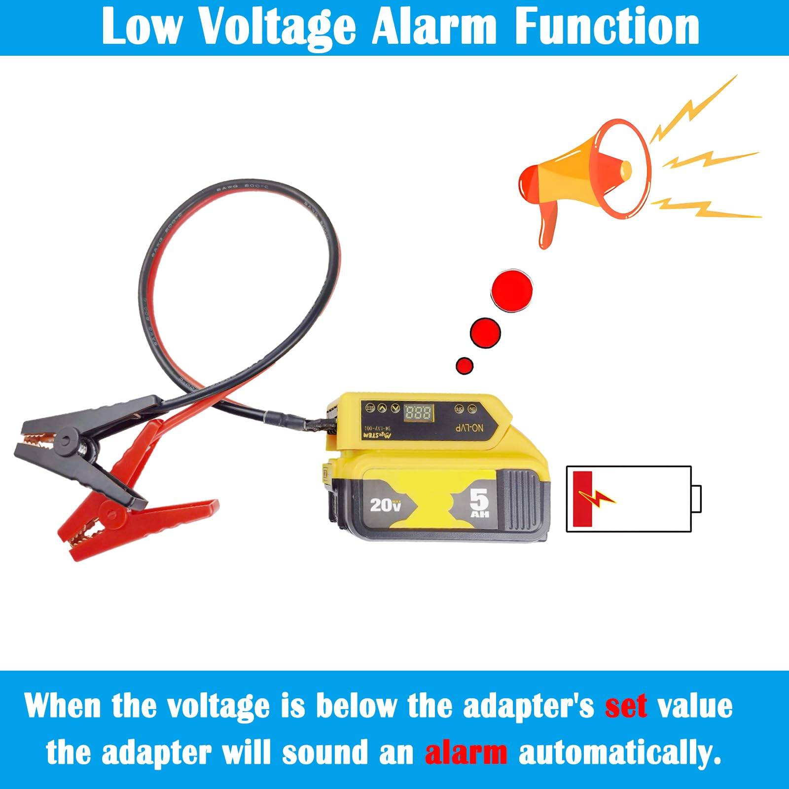 MgcSTEM LED voltage display closeup showing real-time battery reading benefit