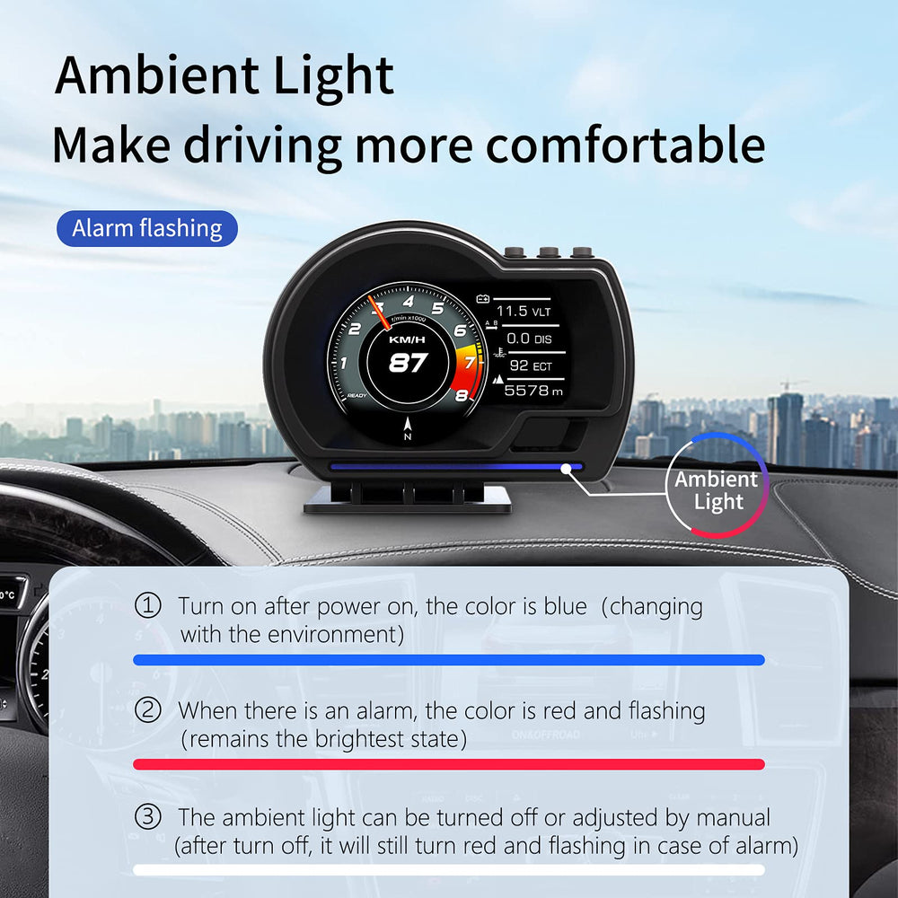 MH screen showing multiple gauges and alerts for informed driving