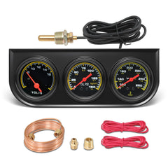 MH front view of three 52mm gauges showing clear faces and benefit of combined monitoring