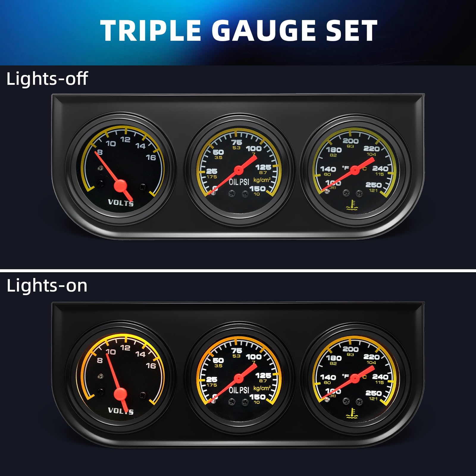 MH water temperature gauge face showing scale and benefit of overheating alerting