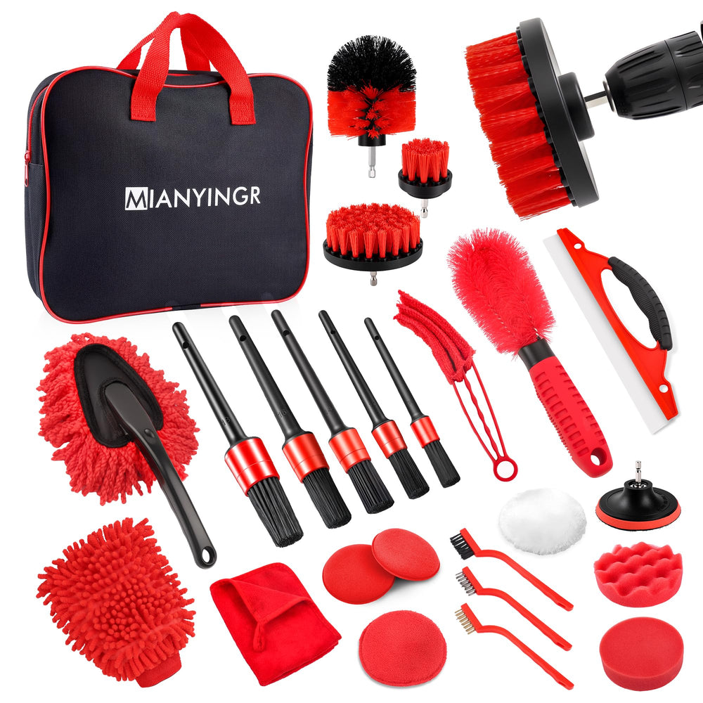 MIANYINGR full kit layout showing all 25 pieces for complete car care