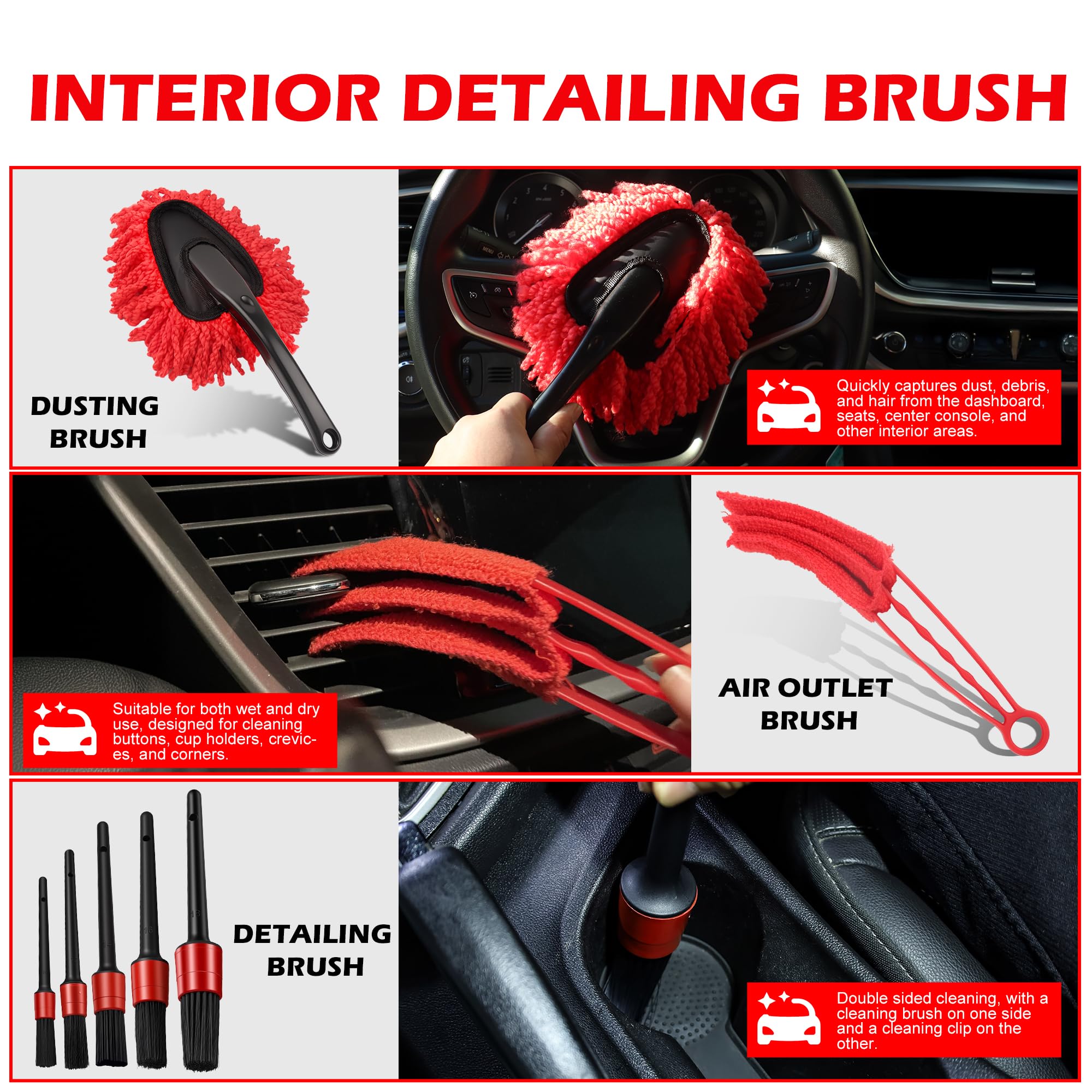 MIANYINGR wheel and tire brushes removing brake dust effectively