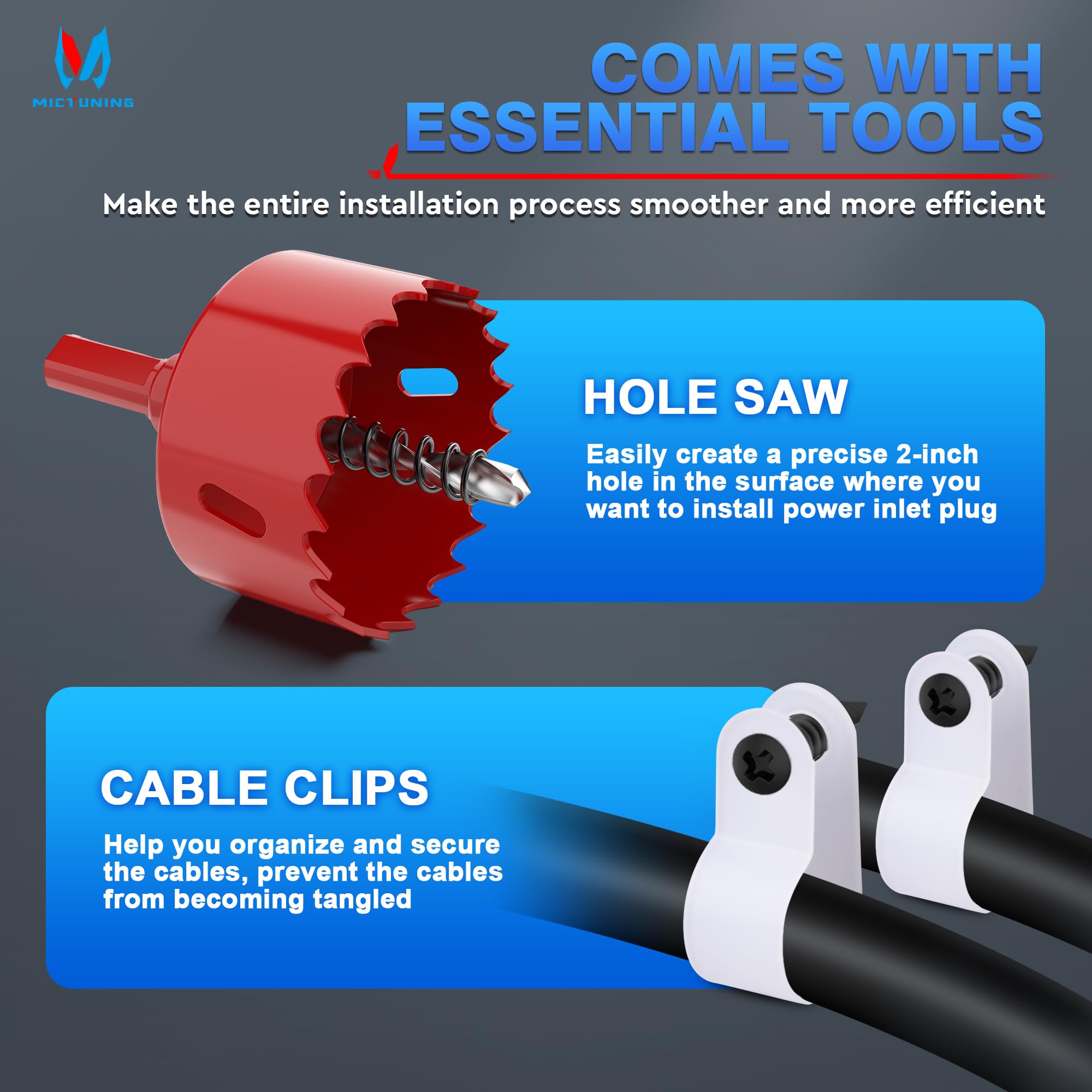 MICTUNING dual 20 inch 12AWG cords demonstrating heavy-gauge reliability