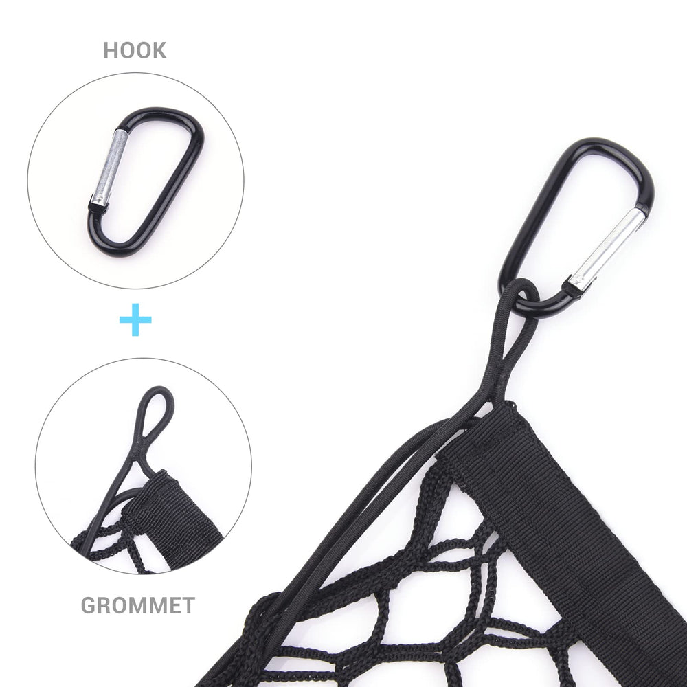 MICTUNING folded cargo net flat for compact storage and convenient stowaway when not in use