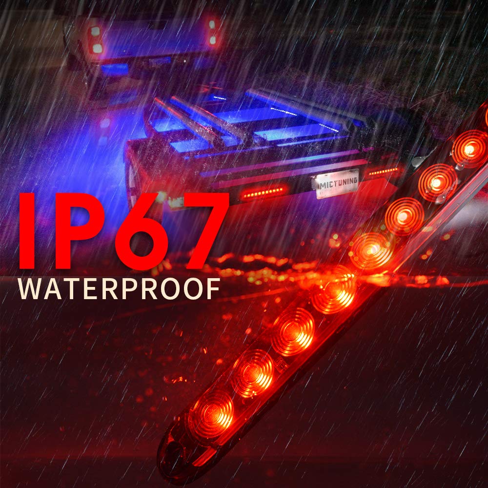 MICTUNING light bar sprayed with water demonstrating IP67 protection