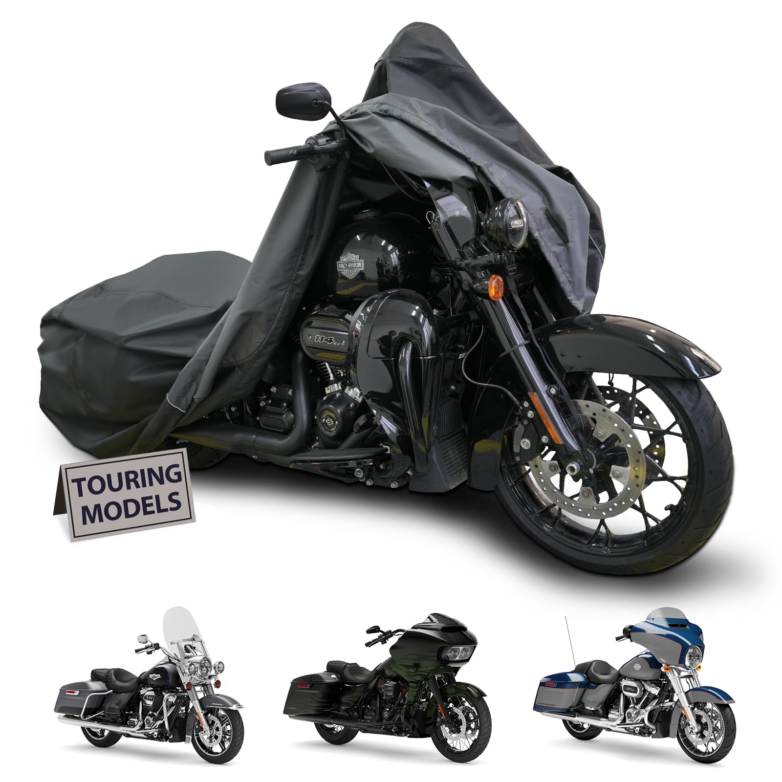 mieapond front view on Harley showcasing full coverage and weather protection