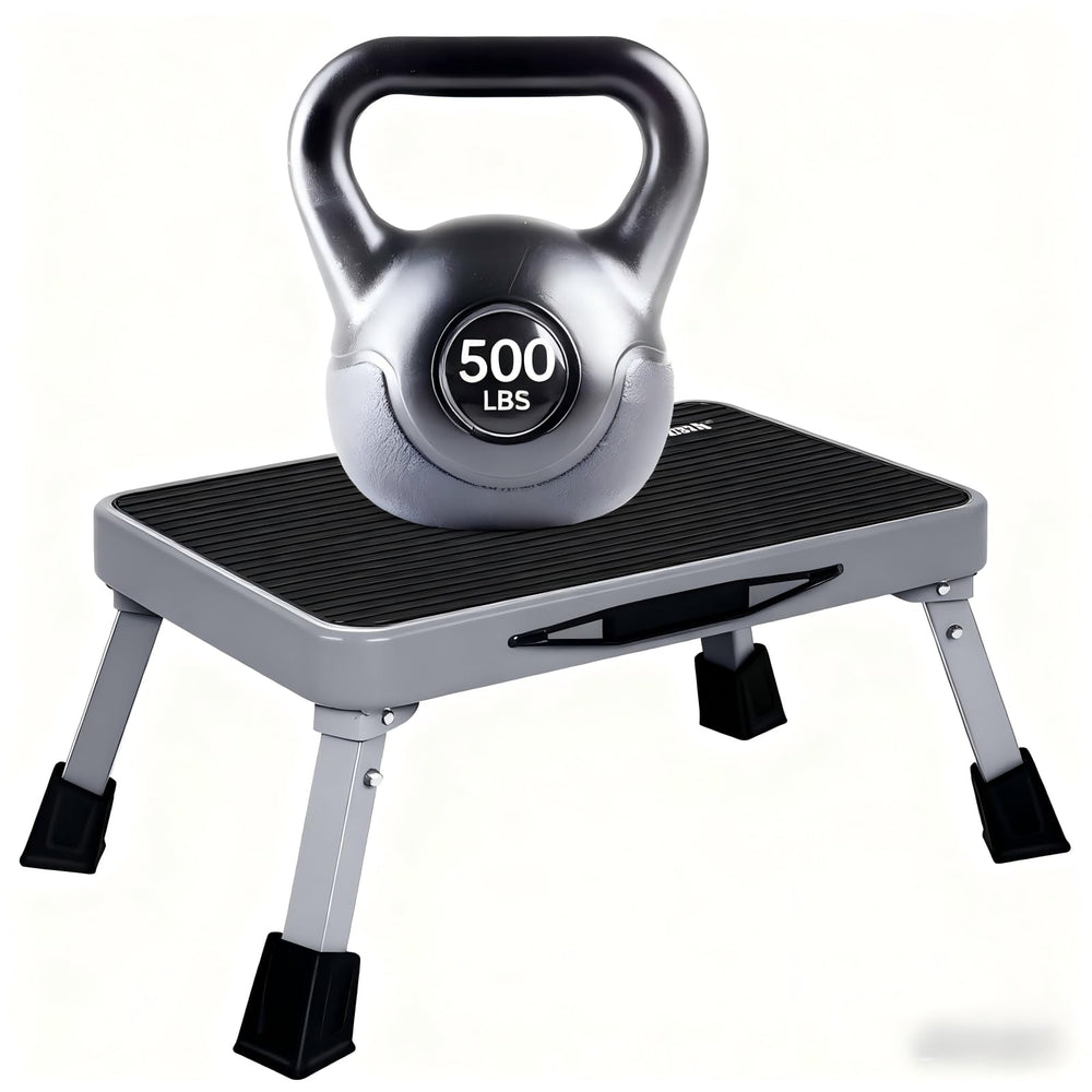 Mifami front view of step stool showing sturdy frame and platform for safe entry