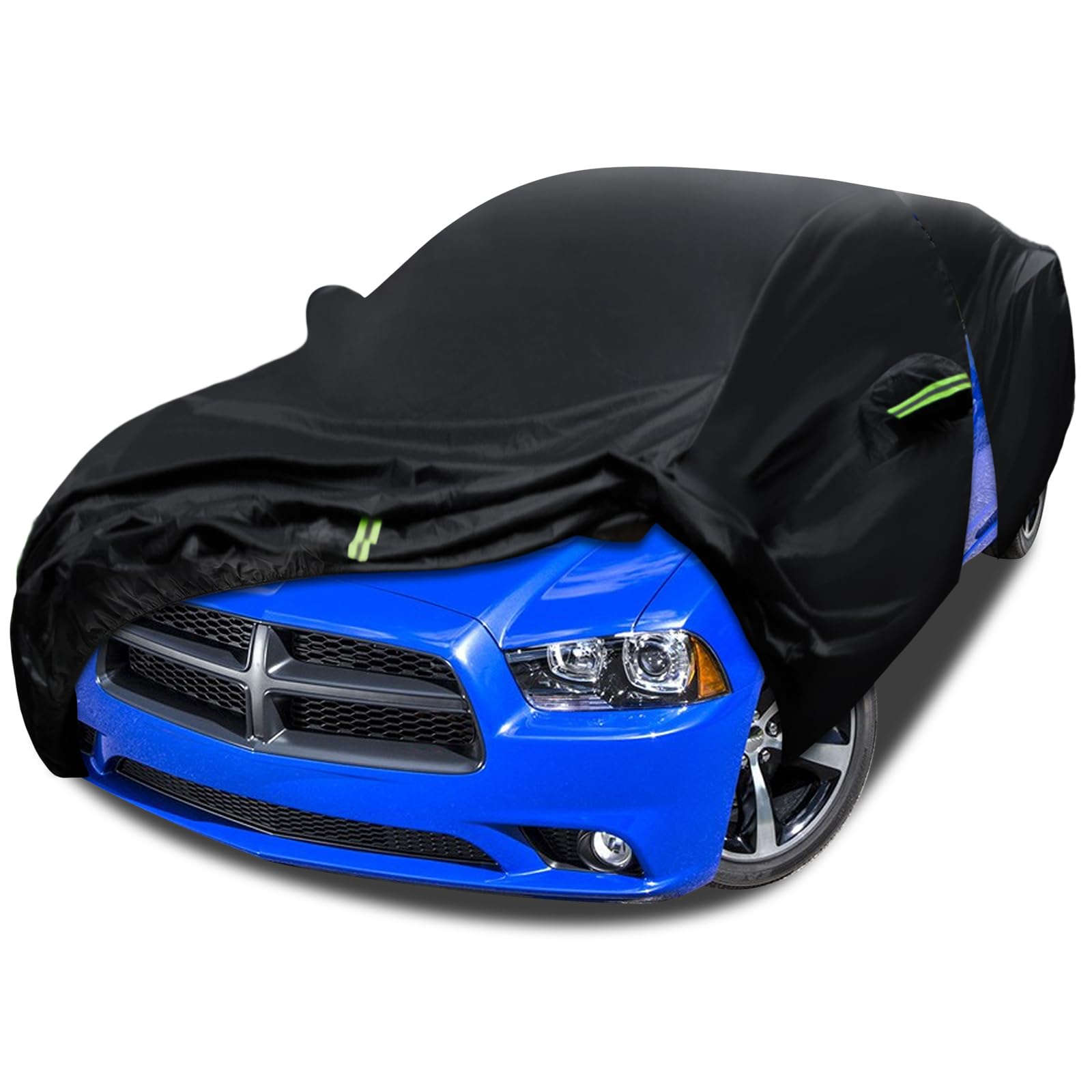 Migaven front view showing snug cover fit and full protection for Dodge Charger