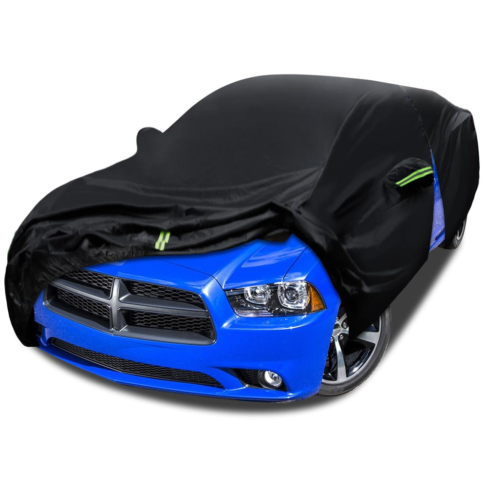 Migaven front view showing snug cover fit and full protection for Dodge Charger