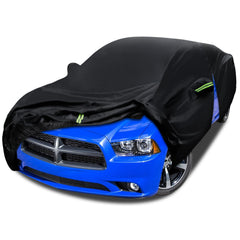 Migaven front view showing snug cover fit and full protection for Dodge Charger