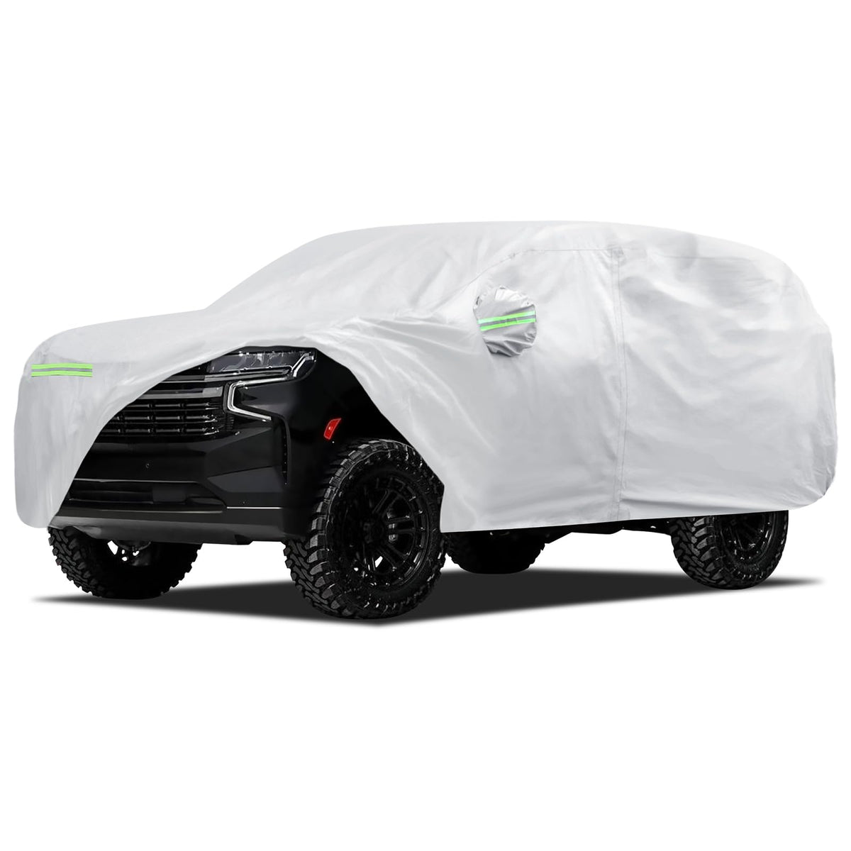 Migaven front view silver cover on Suburban showing full fit and protection