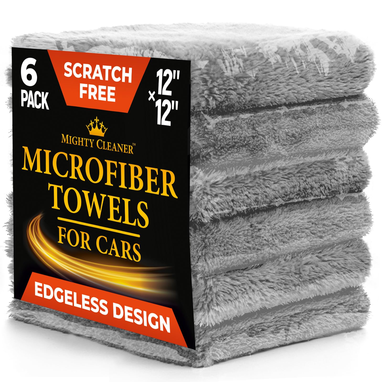 Mighty Cleaner front pack showing six soft microfiber towels for easy storage and use