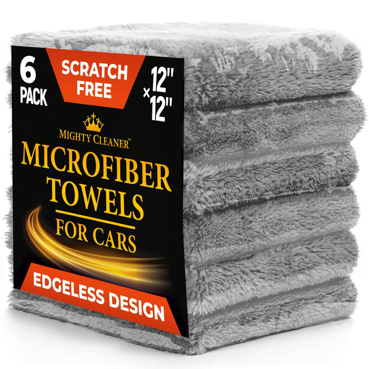 Mighty Cleaner front pack showing six soft microfiber towels for easy storage and use