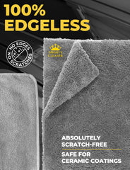 Mighty Cleaner towel drying a car hood quickly for streak-free finish and water removal