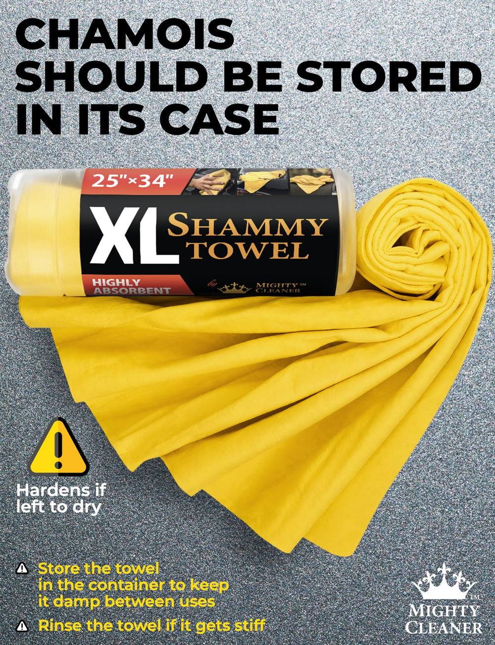 Mighty Cleaner storage tube keeping shammy pliable and ready