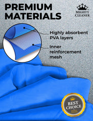 Mighty Cleaner towel on car door panel demonstrating 26x17 size coverage