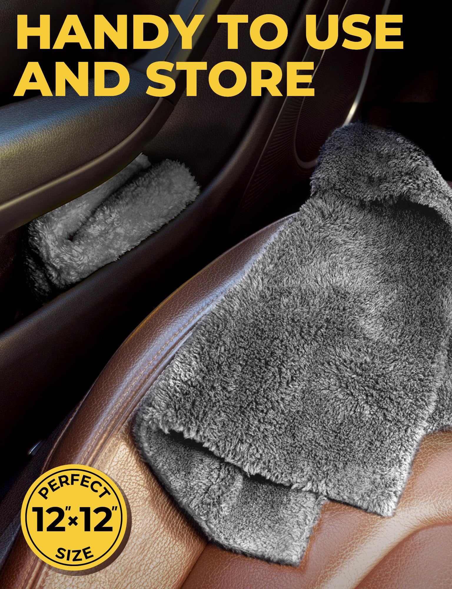 Mighty Cleaner towel polishing a kitchen countertop for streak-free shine and versatility