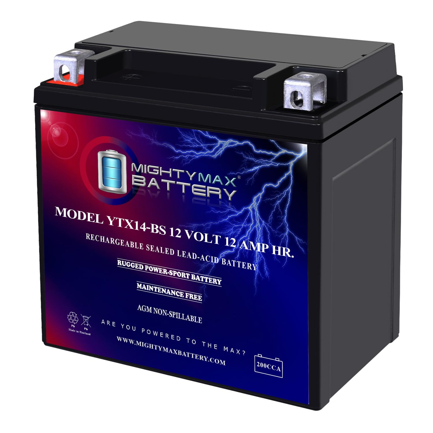 Mighty Max Battery front label showing model and specs for easy identification and fit