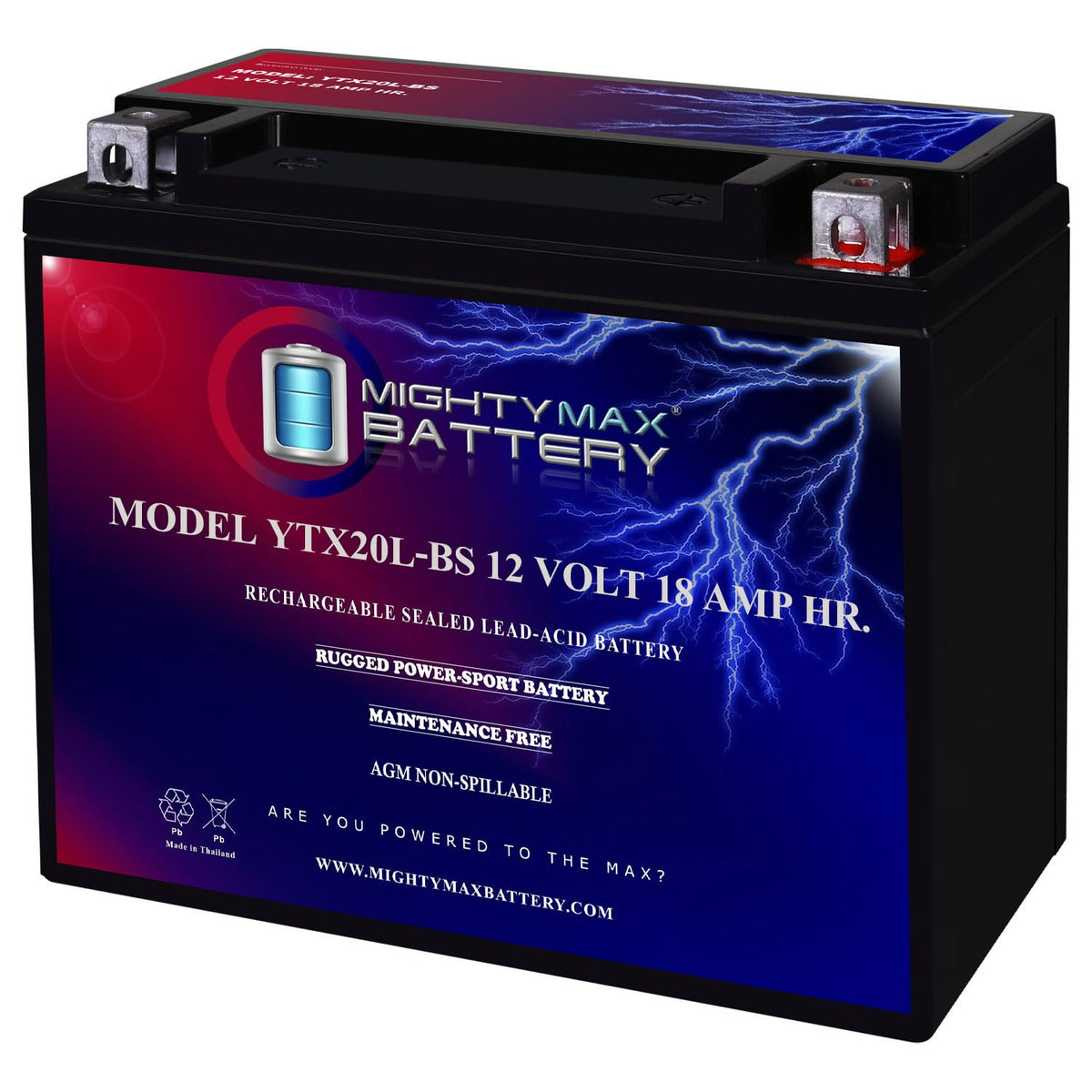 Mighty Max Battery front packaging showing model and specs for quick identification