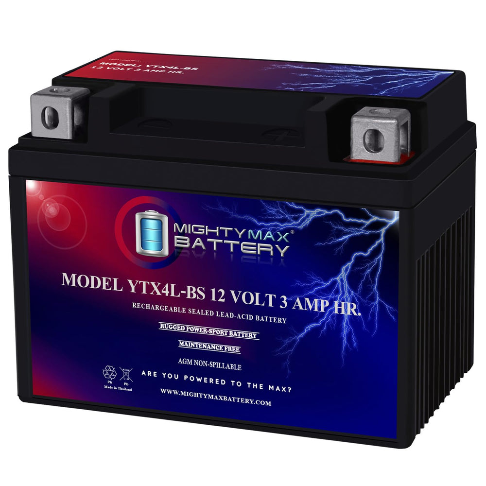 Mighty Max Battery front view showing compact sealed AGM design and quick install benefit