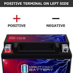 Mighty Max Battery side dimensions view illustrating compact size for tight compartments