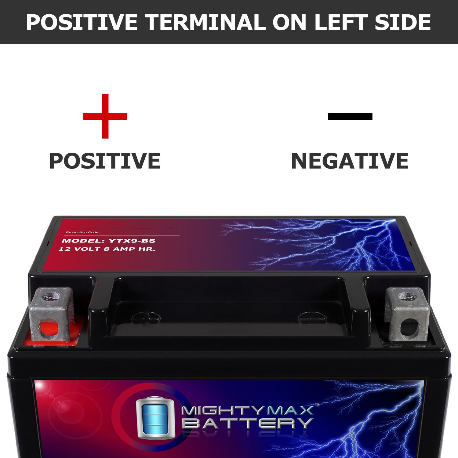 Mighty Max Battery side label close-up showing specifications for confident selection