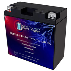 Mighty Max Battery YT14B-4 front view showing compact design and ready-to-install benefit