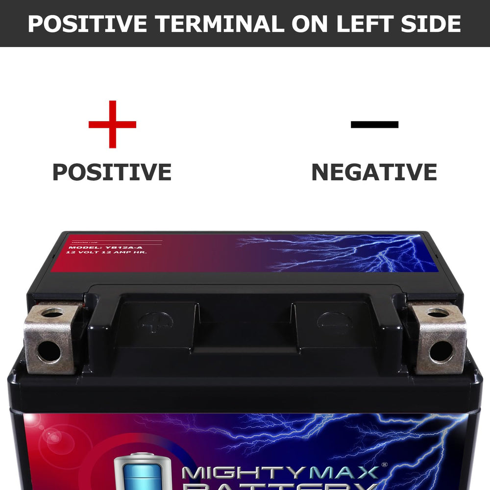 Mighty Max YB12A-A side with ruler showing compact dimensions for tight battery compartments