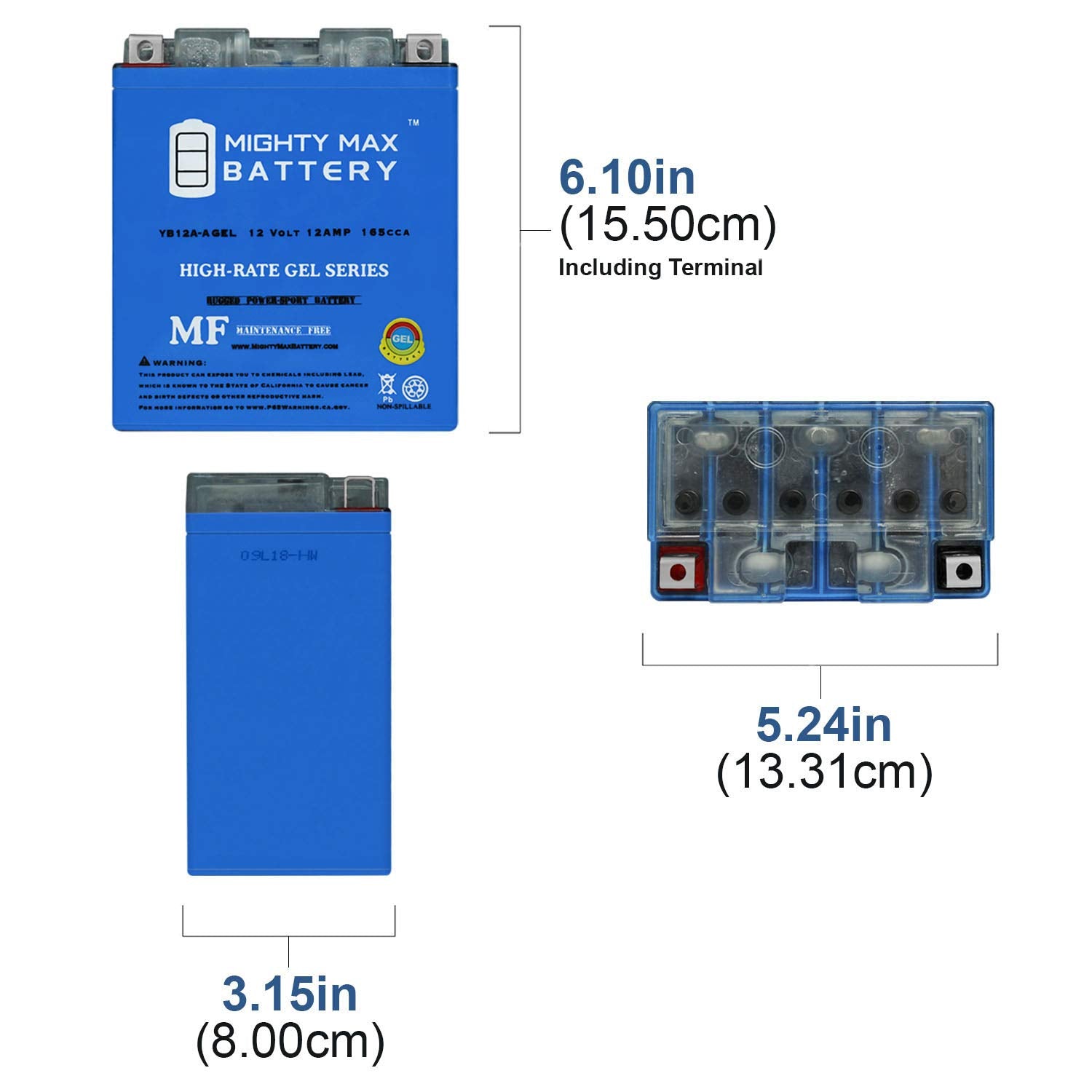 Mighty Max top label closeup highlighting specifications and safe gel design