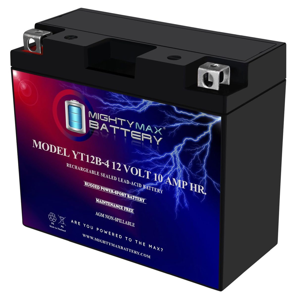 Mighty Max Battery front view showing compact form and reliable power