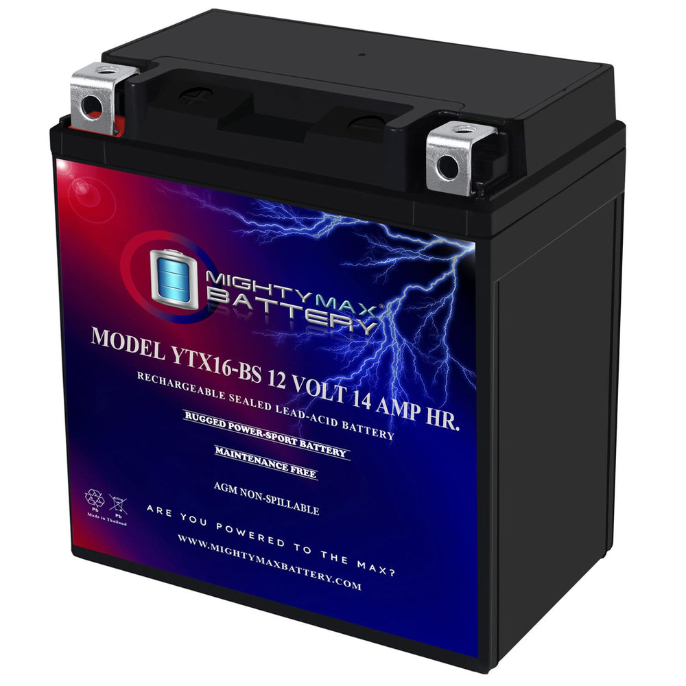 Mighty Max Battery front view showing compact housing and ready-to-install benefit
