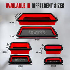 Mighty Red Ant trays collapsed flat showing compact storage advantage