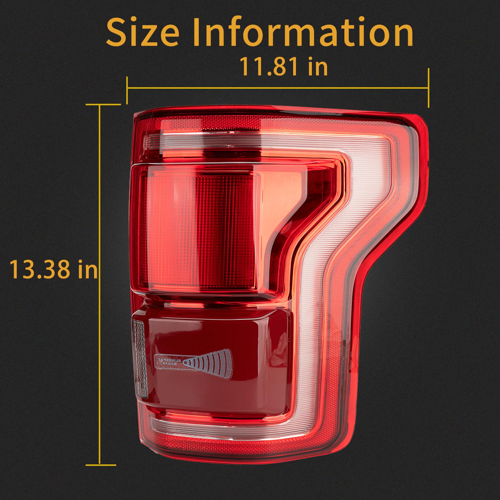 MiKaFex tail light beside ruler showing dimensions for accurate fitment