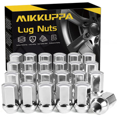 MIKKUPPA front packaging showing 24 chrome lug nuts and clear fitment benefits
