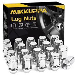 MIKKUPPA front view of 20 chrome lug nuts showing neat packaging and uniform finish